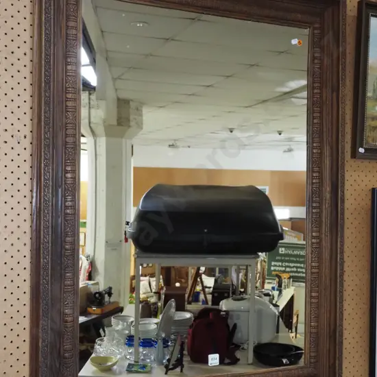 ornate pressed oak framed wall mirror H1020 W750