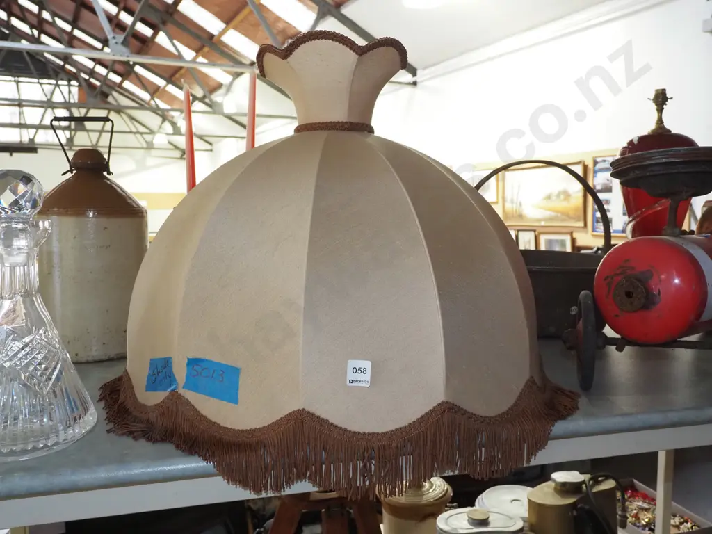 brown upholstered lamp shade with tassels Diam 560 Image 1++