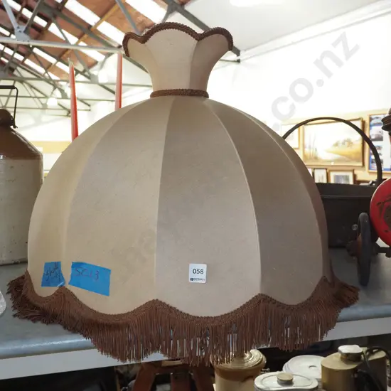 brown upholstered lamp shade with tassels Diam 560