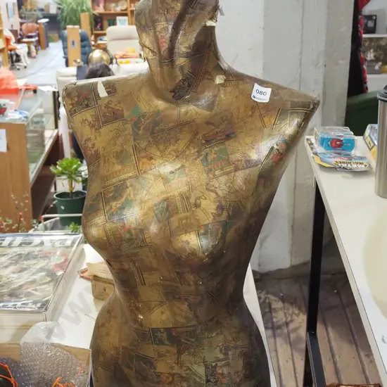 female mannequin shop torso decoupage H660