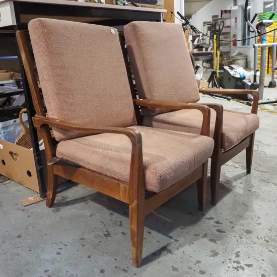 pair of mahogany mid century armchairs - need some attention