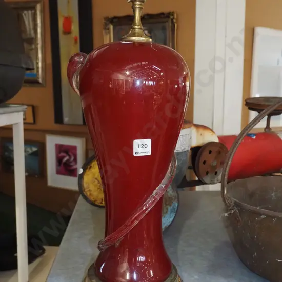 red glass table lamp base H490
