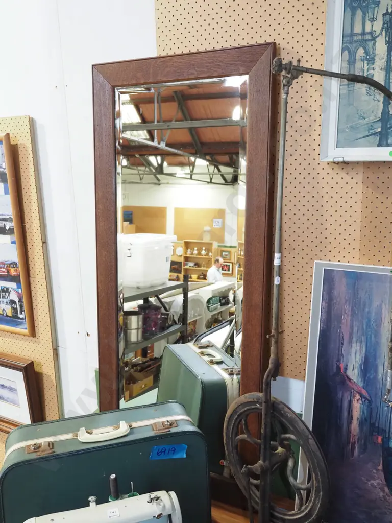 oak framed wall mirror H1360 W600 Image 1++