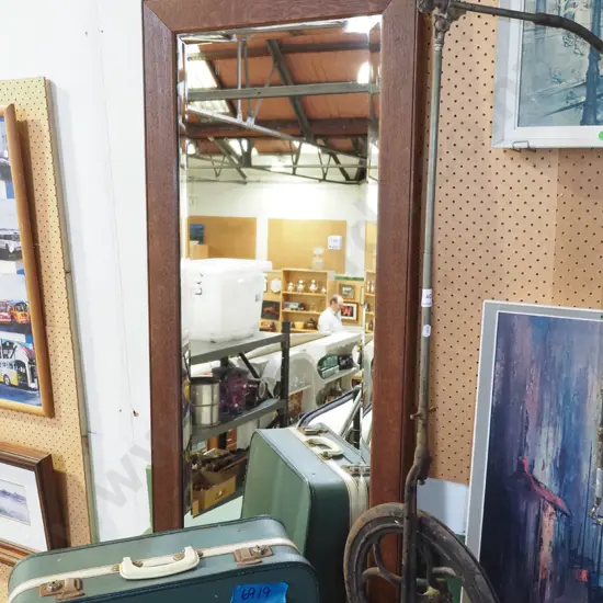 oak framed wall mirror H1360 W600
