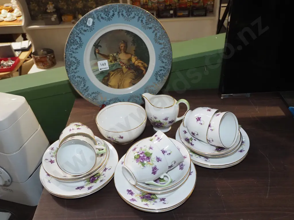 English cabinet plate, Salisbury forget me not cups, saucers etc Image 1++