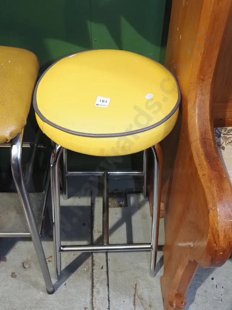 yellow vinyl top chrome leg stool Image 1++