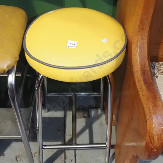 yellow vinyl top chrome leg stool