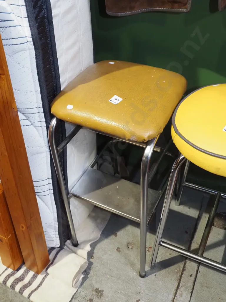mustard vinyl top kitchen step stool Image 1++