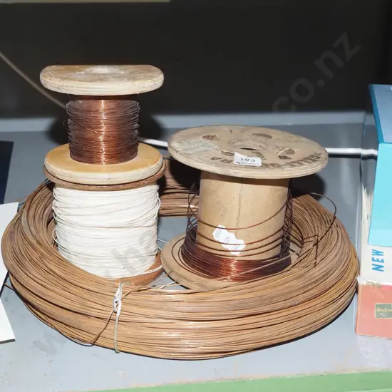 2x copper wire, 1x large coil of copper plated metal wire