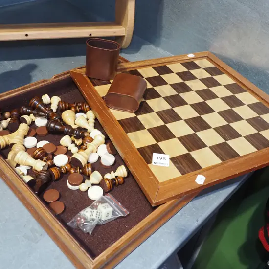 chess and backgammon board - bag of pieces