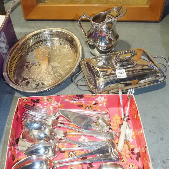 plated cutlery, tray, jug etc