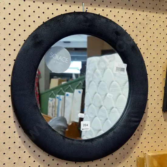 Solace black fabric framed wall mirror Diam400