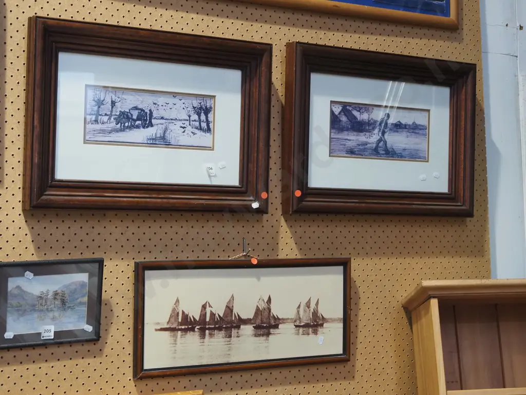 framed photo print - sailing boats, 2x framed prints - agricultural scenes - red dots Image 1++