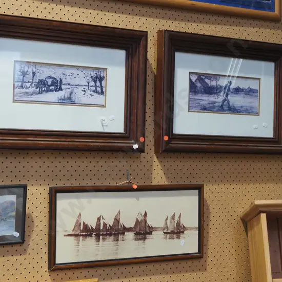 framed photo print - sailing boats, 2x framed prints - agricultural scenes - red dots