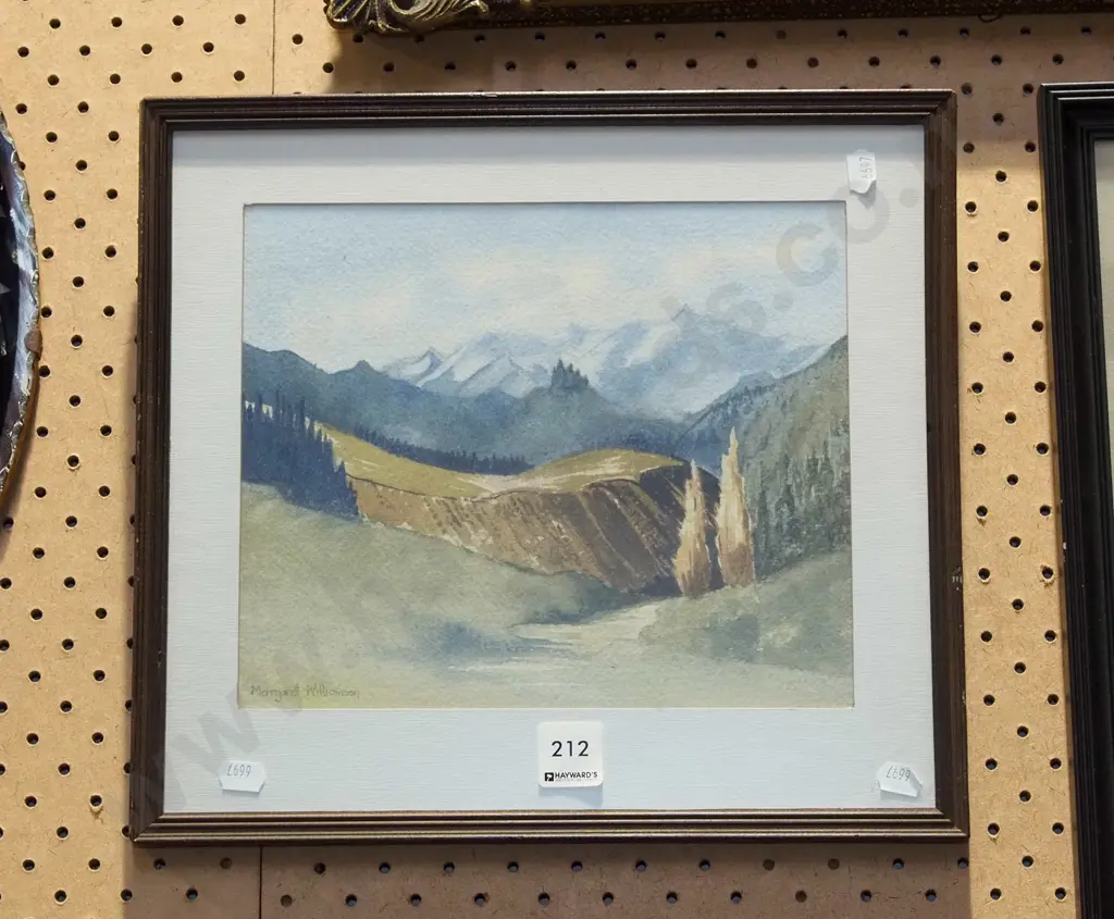 Margaret Williamson - framed watercolour - landscape H240 Image 1++