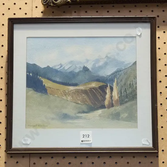 Margaret Williamson - framed watercolour - landscape H240