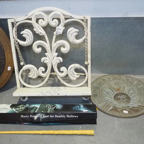 Harry Potter wand, cookbook stand, part brass sundial
