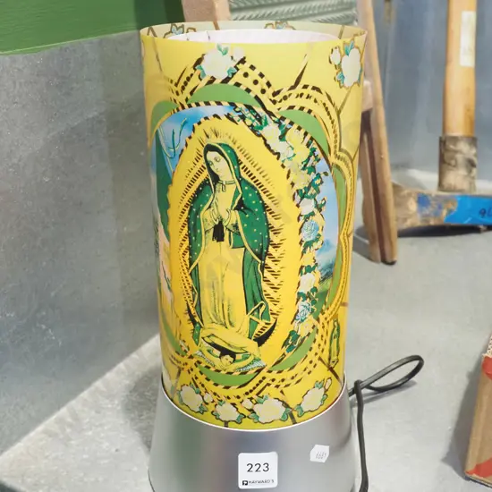 religious themed rotating table lamp