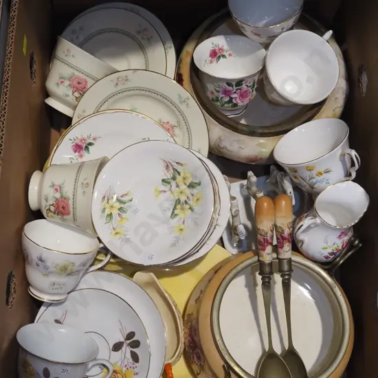 box; cups, saucers, bowls etc