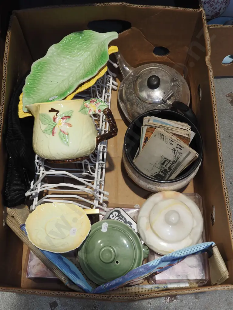 box; jardiniere, Carlton Ware jug, plate racks etc Image 1++