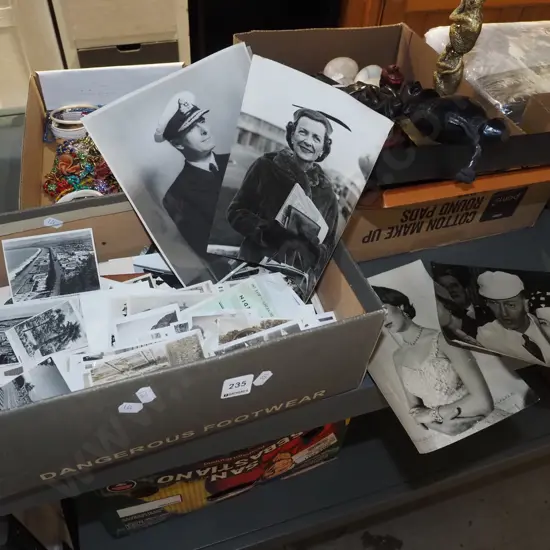 box; souvenir postcards, photos
