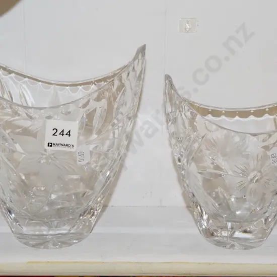 2x cut crystal glasses H180