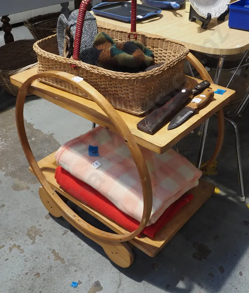 bentwood deco 2 tier tea trolley Image 1++