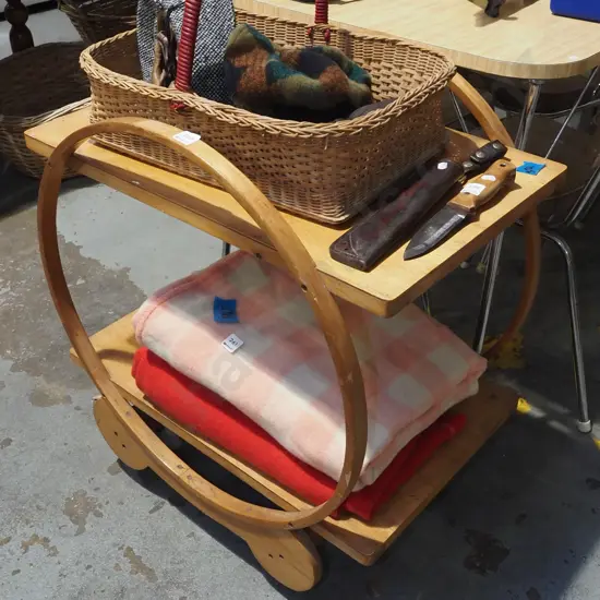 bentwood deco 2 tier tea trolley