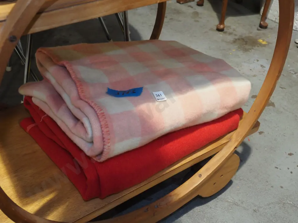 red and pink checked woollen blankets Image 1++