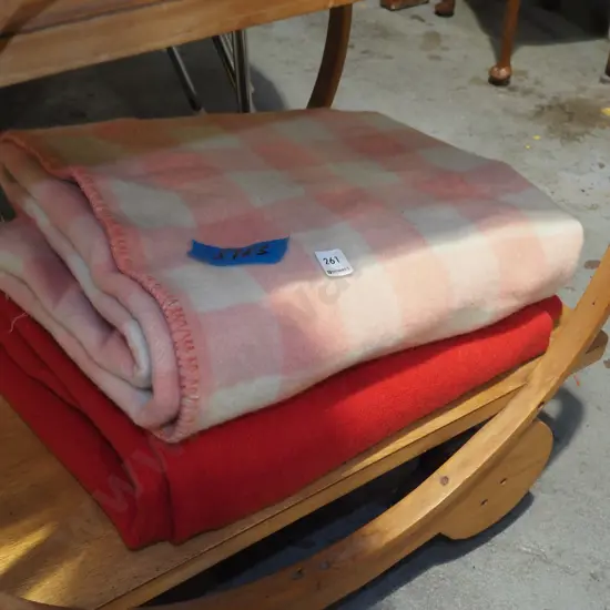 red and pink checked woollen blankets