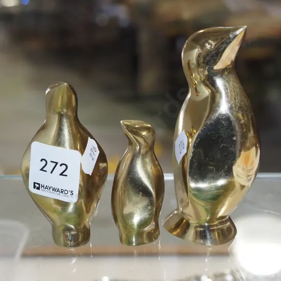 3x solid brass penguin figurines H105