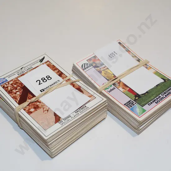 2x stacks of rugby collector cards