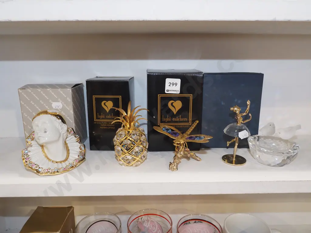 5x gold plated and crystal ornaments Tallest H105 Image 1++