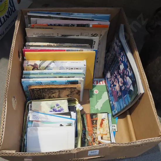 box; books, postcards, magazines etc