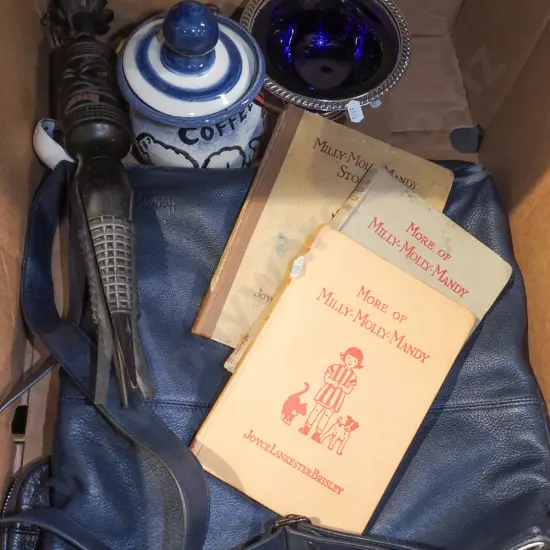 box; handbag, souvenir ware, coffee canister etc