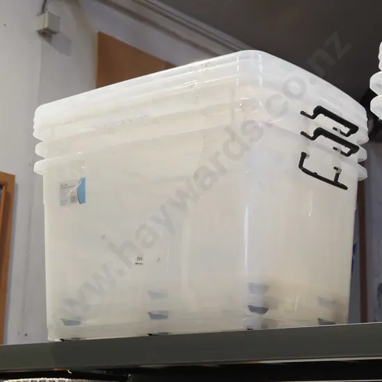 3x 110L wheeled plastic storage bins
