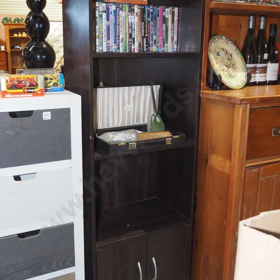 mdf faux wood veneer bookcase with lower 2 door cabinet H1580 W485 D295
