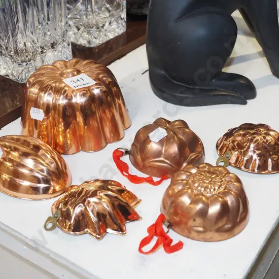 various coppper jelly/chocolate moulds
