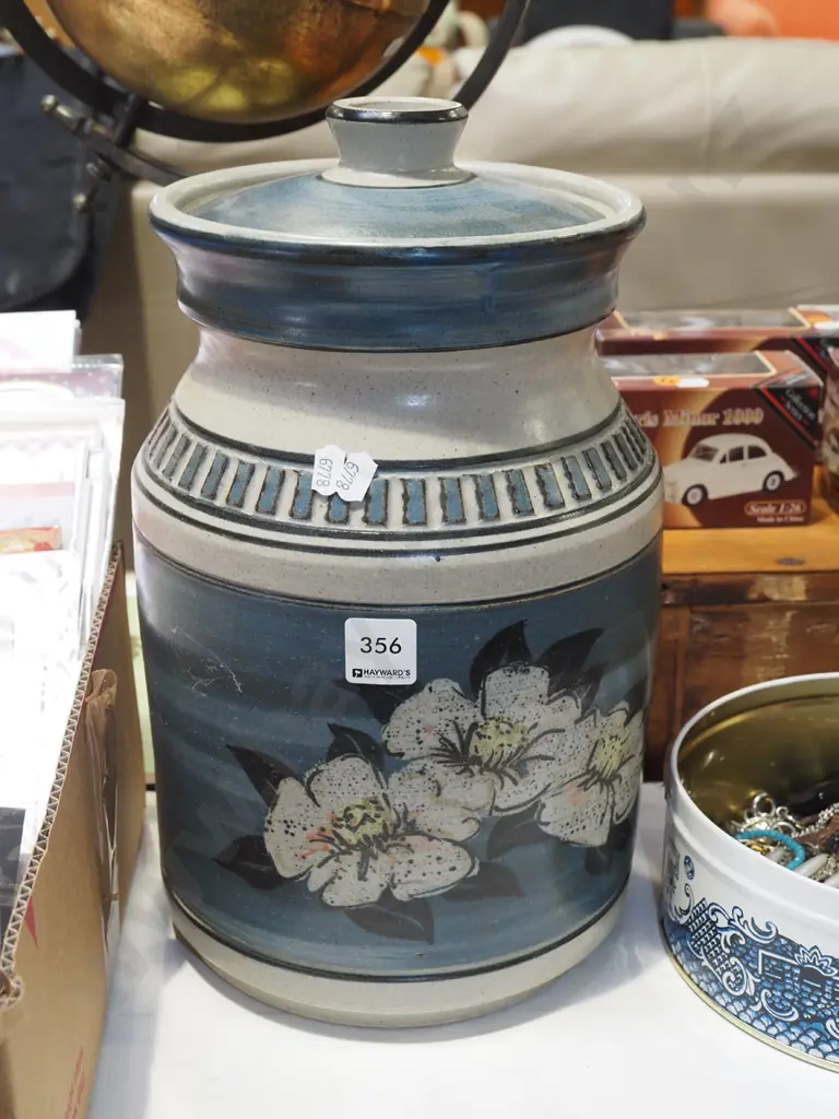 large stoneware lidded  canister H35 Image 1++