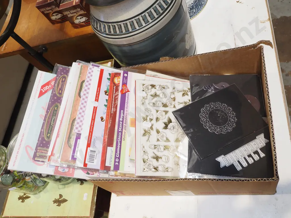 box; crafting supplies, stickers, card, craft magazines etc Image 1++
