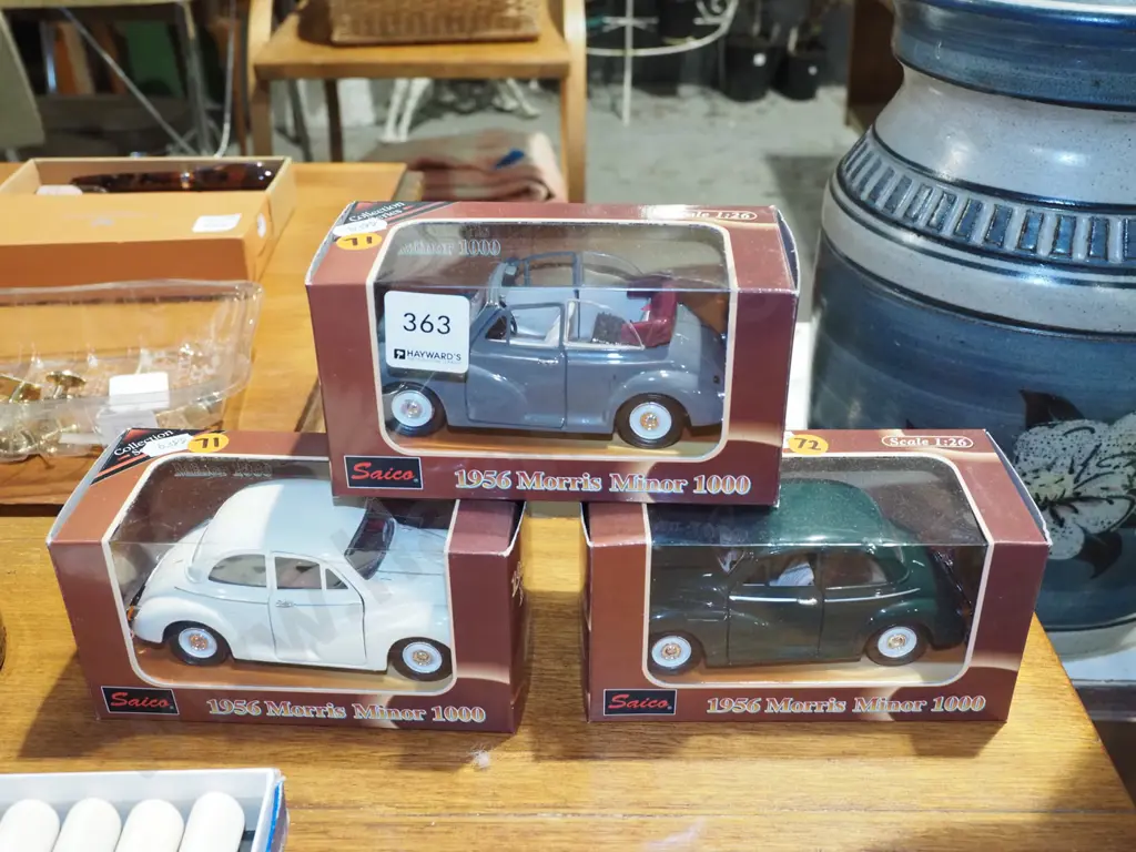3x boxed scale model diecast Morris Minor toy vehicles Image 1++
