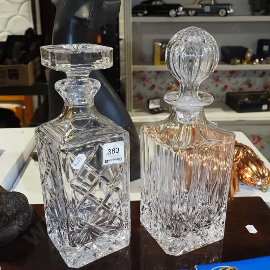 2x crystal stoppered decanters H270