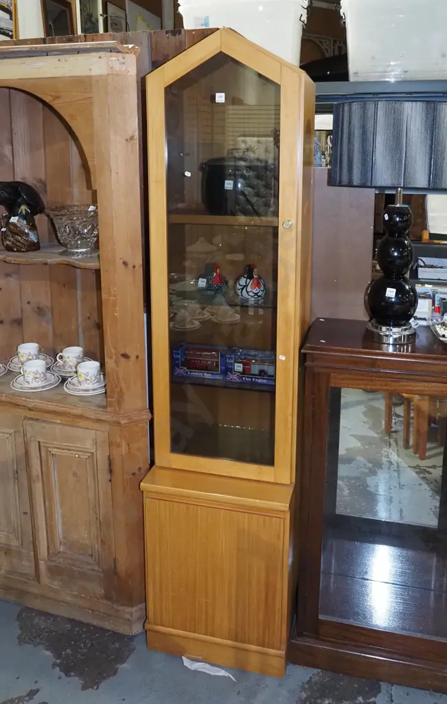 rimu 1 solid and 1 glazed door cabinet H1940 W460 D400 Image 1++