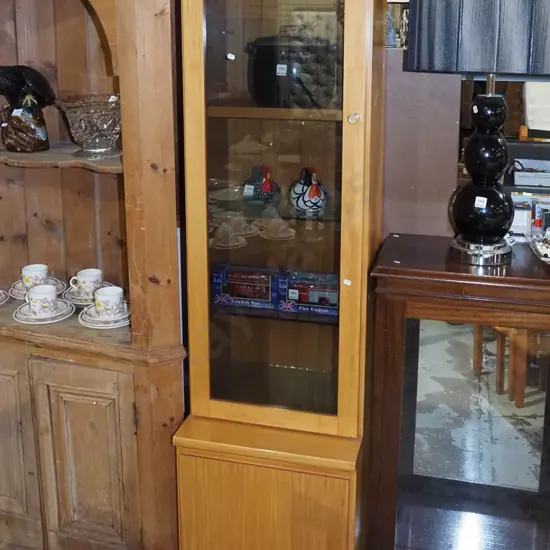 rimu 1 solid and 1 glazed door cabinet H1940 W460 D400