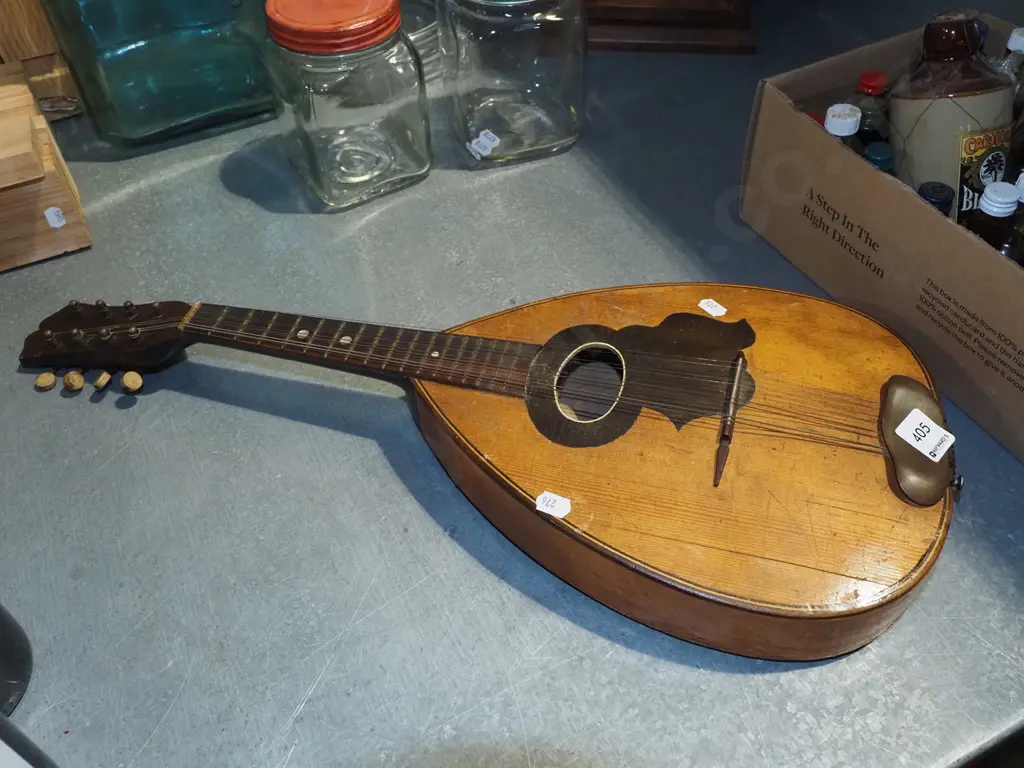 antique European flat back mandolin Image 1++