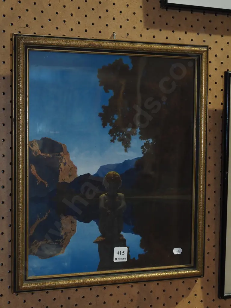 framed print - girl on seated on stone in river Image 1++