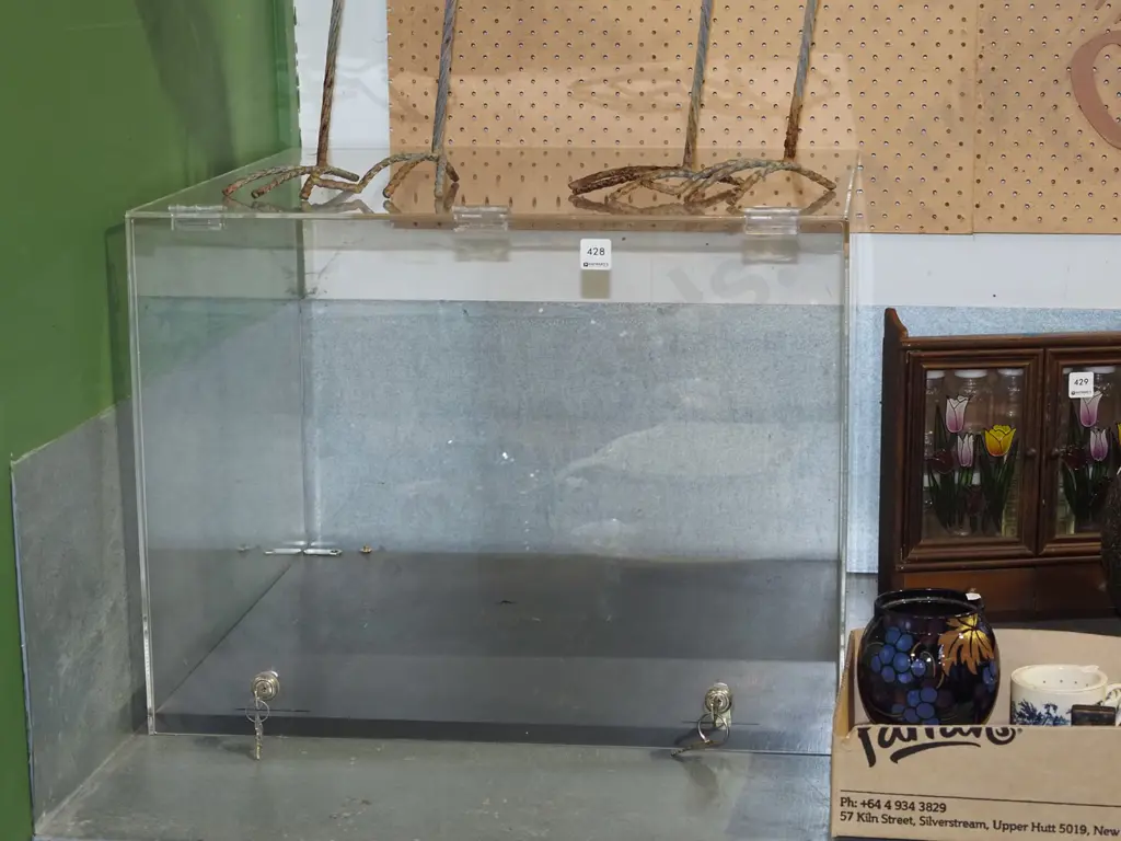 lockable perspex display box - key in office H465 W600 D600 Image 1++