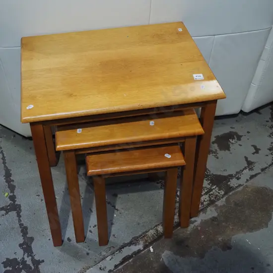 nest of 3 Indonesian hardwood tables
