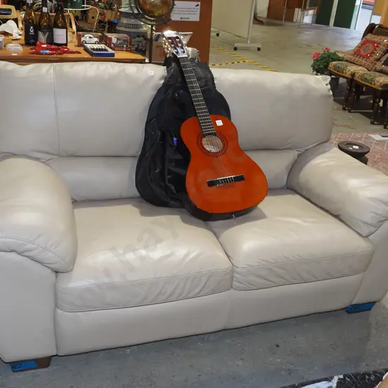 taupe leather 2 seater settee H850 W1650 D880