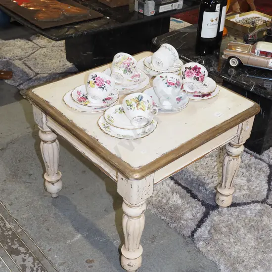 distressed hand painted end table